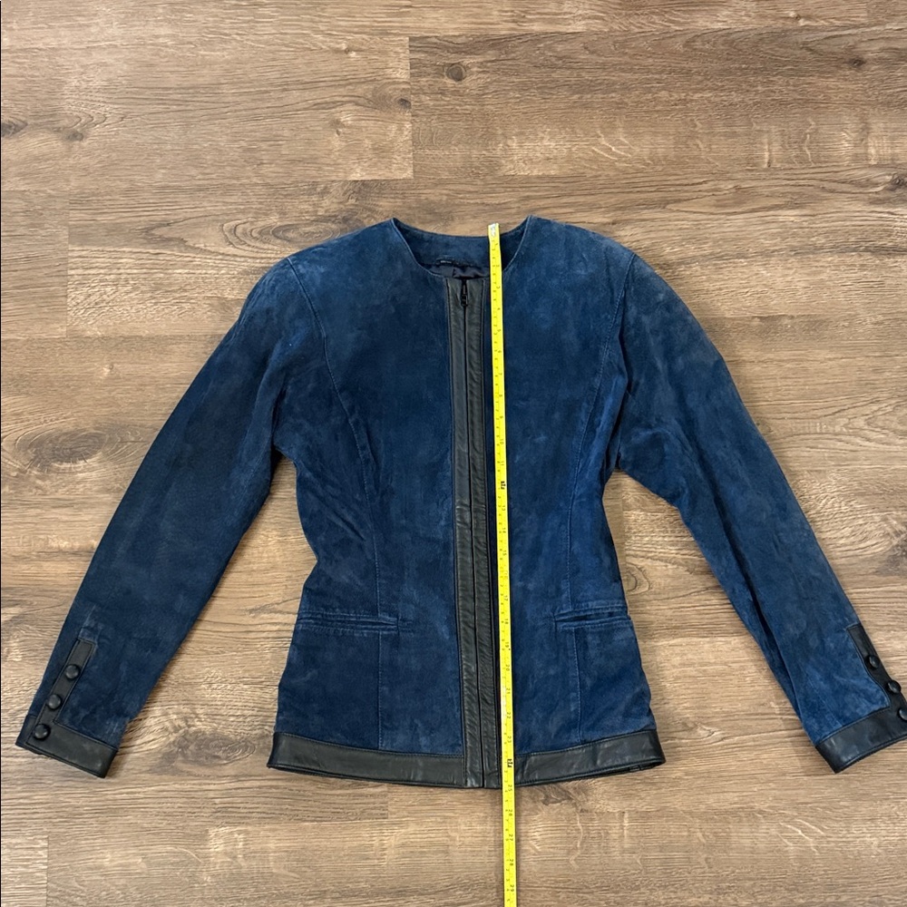 Vintage Tannery West Navy Leather and suede Jacket Size XS